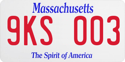 MA license plate 9KS003