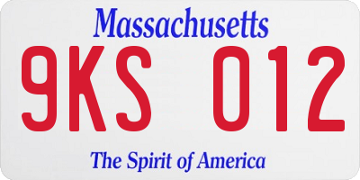MA license plate 9KS012