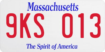 MA license plate 9KS013