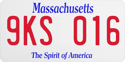 MA license plate 9KS016