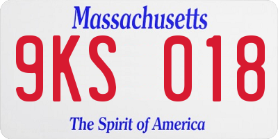 MA license plate 9KS018