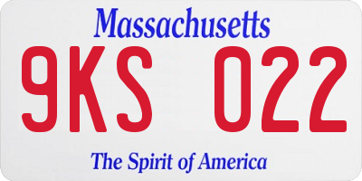 MA license plate 9KS022
