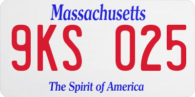 MA license plate 9KS025