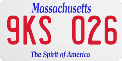 MA license plate 9KS026