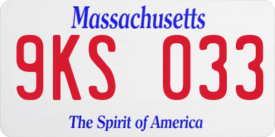 MA license plate 9KS033