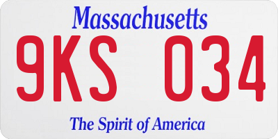 MA license plate 9KS034