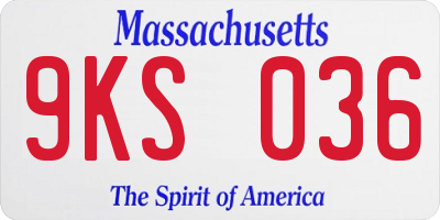 MA license plate 9KS036