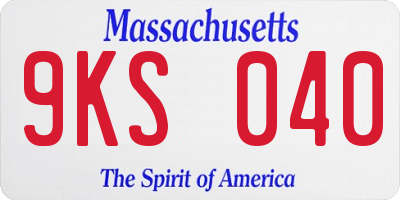 MA license plate 9KS040