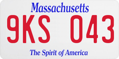 MA license plate 9KS043