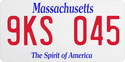 MA license plate 9KS045