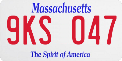 MA license plate 9KS047