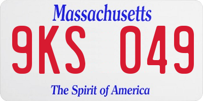 MA license plate 9KS049