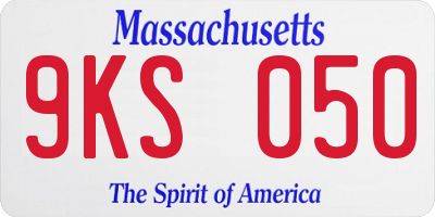 MA license plate 9KS050