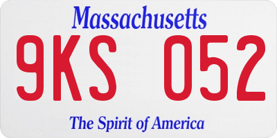 MA license plate 9KS052