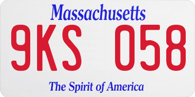 MA license plate 9KS058