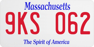 MA license plate 9KS062