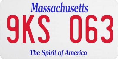 MA license plate 9KS063