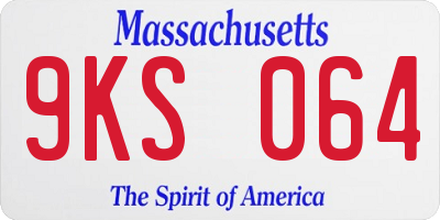 MA license plate 9KS064