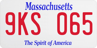 MA license plate 9KS065