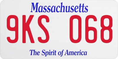 MA license plate 9KS068