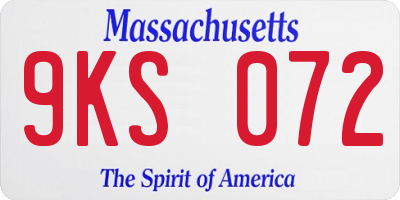 MA license plate 9KS072