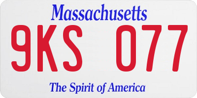 MA license plate 9KS077
