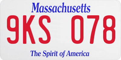 MA license plate 9KS078