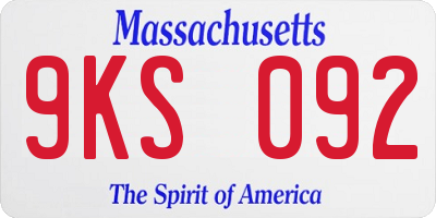 MA license plate 9KS092