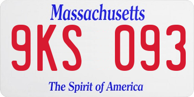 MA license plate 9KS093