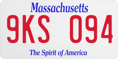 MA license plate 9KS094