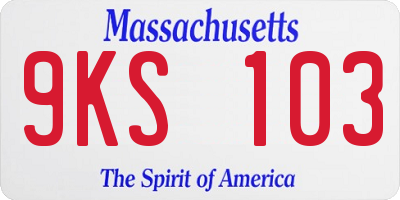 MA license plate 9KS103