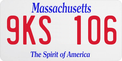 MA license plate 9KS106