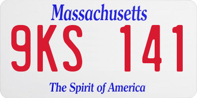 MA license plate 9KS141