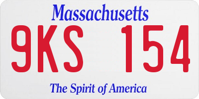 MA license plate 9KS154