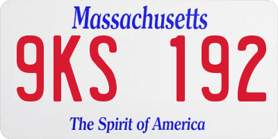 MA license plate 9KS192