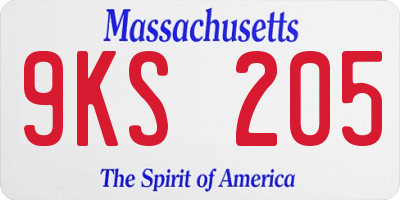 MA license plate 9KS205