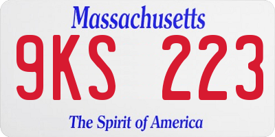 MA license plate 9KS223
