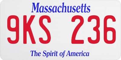 MA license plate 9KS236