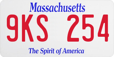 MA license plate 9KS254