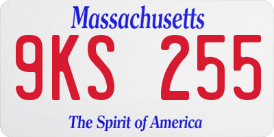 MA license plate 9KS255