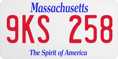 MA license plate 9KS258