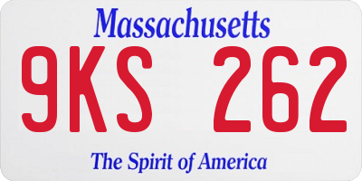 MA license plate 9KS262