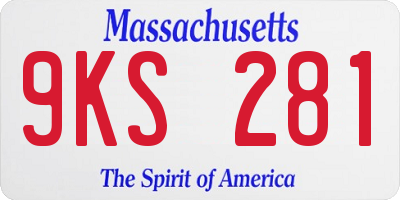 MA license plate 9KS281
