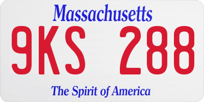 MA license plate 9KS288