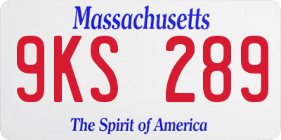 MA license plate 9KS289
