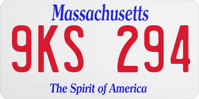MA license plate 9KS294