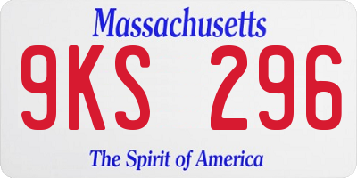 MA license plate 9KS296