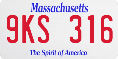 MA license plate 9KS316