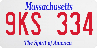 MA license plate 9KS334