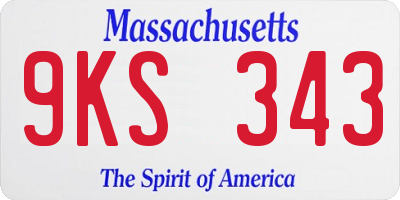 MA license plate 9KS343